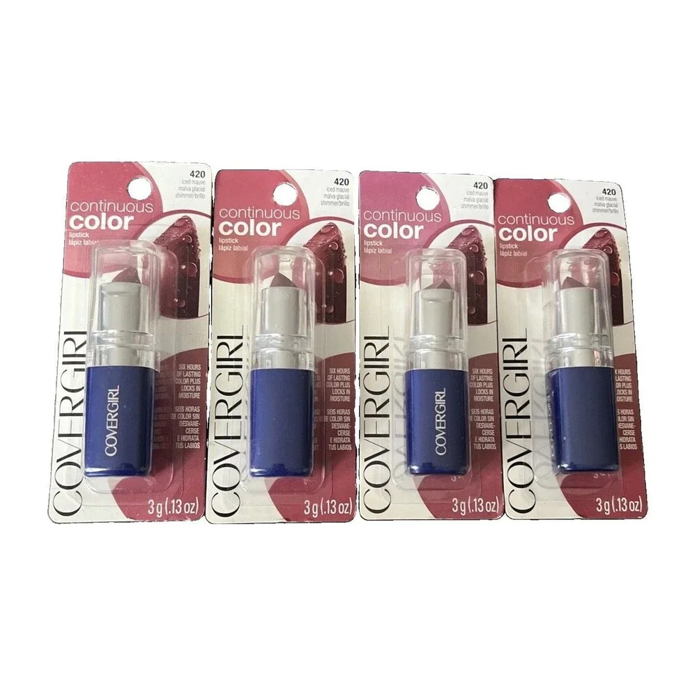 New 4 CoverGirl Continuous Color Lipstick 420 Iced Mauve